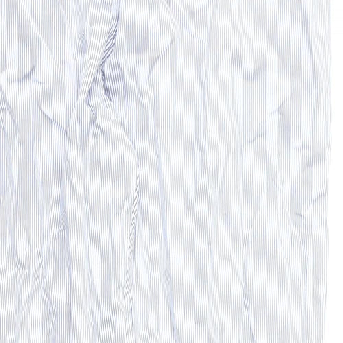 Marks and Spencer Womens Blue Striped Cotton Chino Trousers Size 14 L27 in Regular Zip