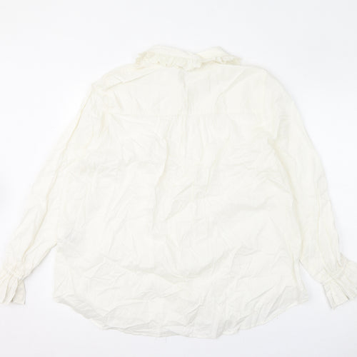 Marks and Spencer Womens White 100% Cotton Basic Blouse Size 20 Collared - Embroidery