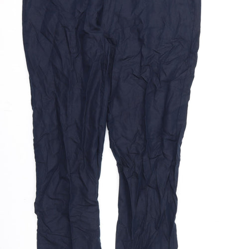 Marks and Spencer Mens Blue Linen Trousers Size 44 in L31 in Regular Zip