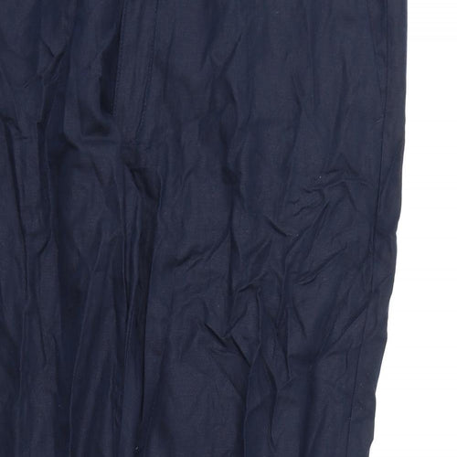 Marks and Spencer Mens Blue Linen Trousers Size 44 in L31 in Regular Zip