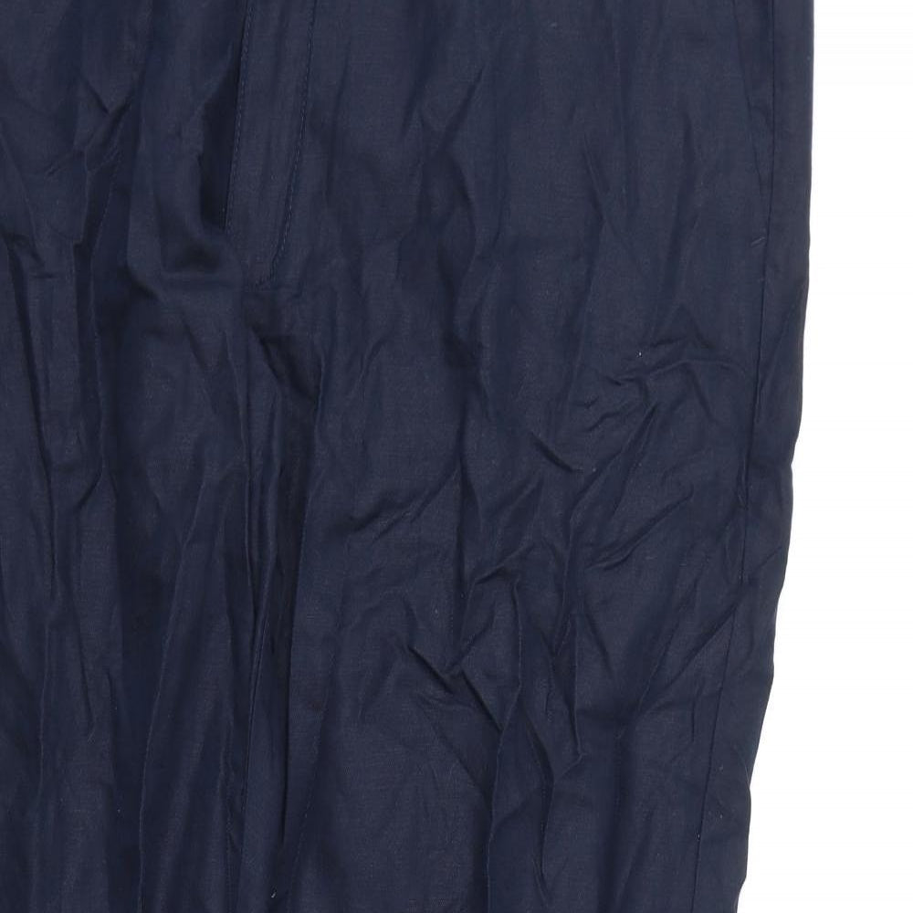 Marks and Spencer Mens Blue Linen Trousers Size 44 in L31 in Regular Zip