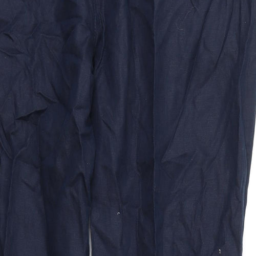 Marks and Spencer Mens Blue Linen Trousers Size 44 in L31 in Regular Zip