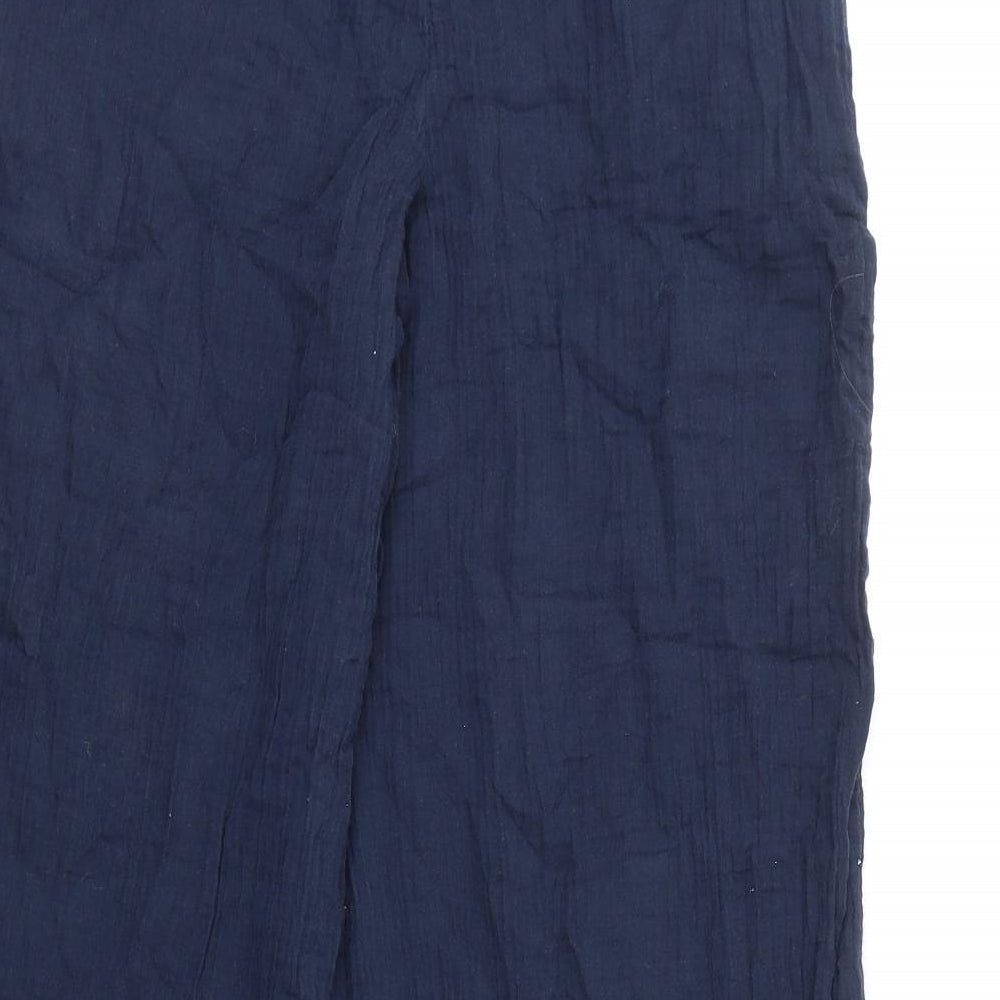 Per Una Womens Blue Cotton Trousers Size 10 L28 in Regular - Belt Included