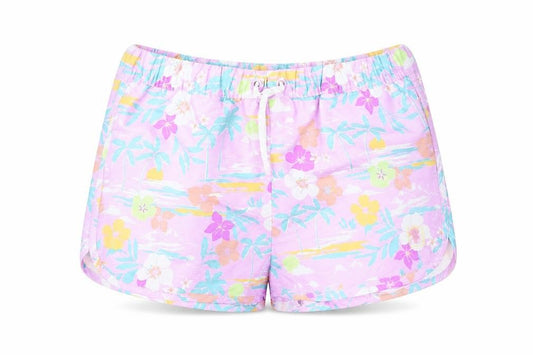 Marks and Spencer Girls Multicoloured Geometric Polyester Bermuda Shorts Size 11-12 Years Regular Drawstring - Swim Shorts, Palm Trees, Flowers