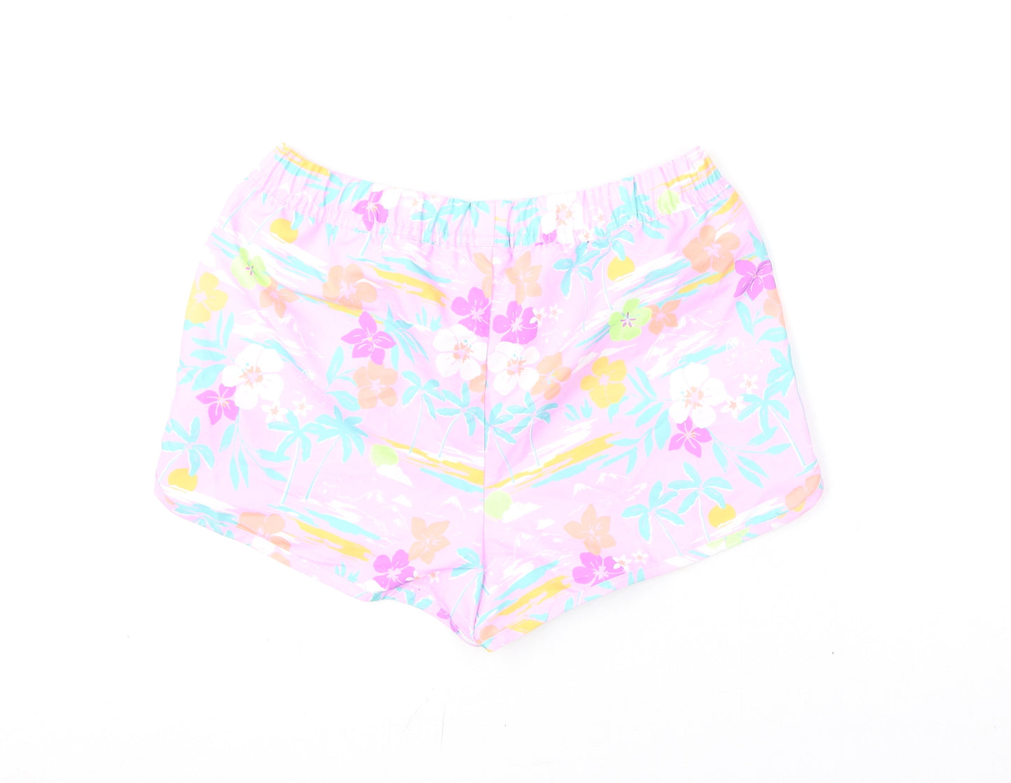 Marks and Spencer Girls Multicoloured Geometric Polyester Bermuda Shorts Size 11-12 Years Regular Drawstring - Swim Shorts, Palm Trees, Flowers