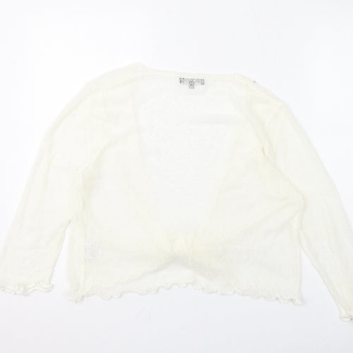 Jenny Loyd Womens Ivory V-Neck Acrylic Shrug Jumper Size M - Tie Front