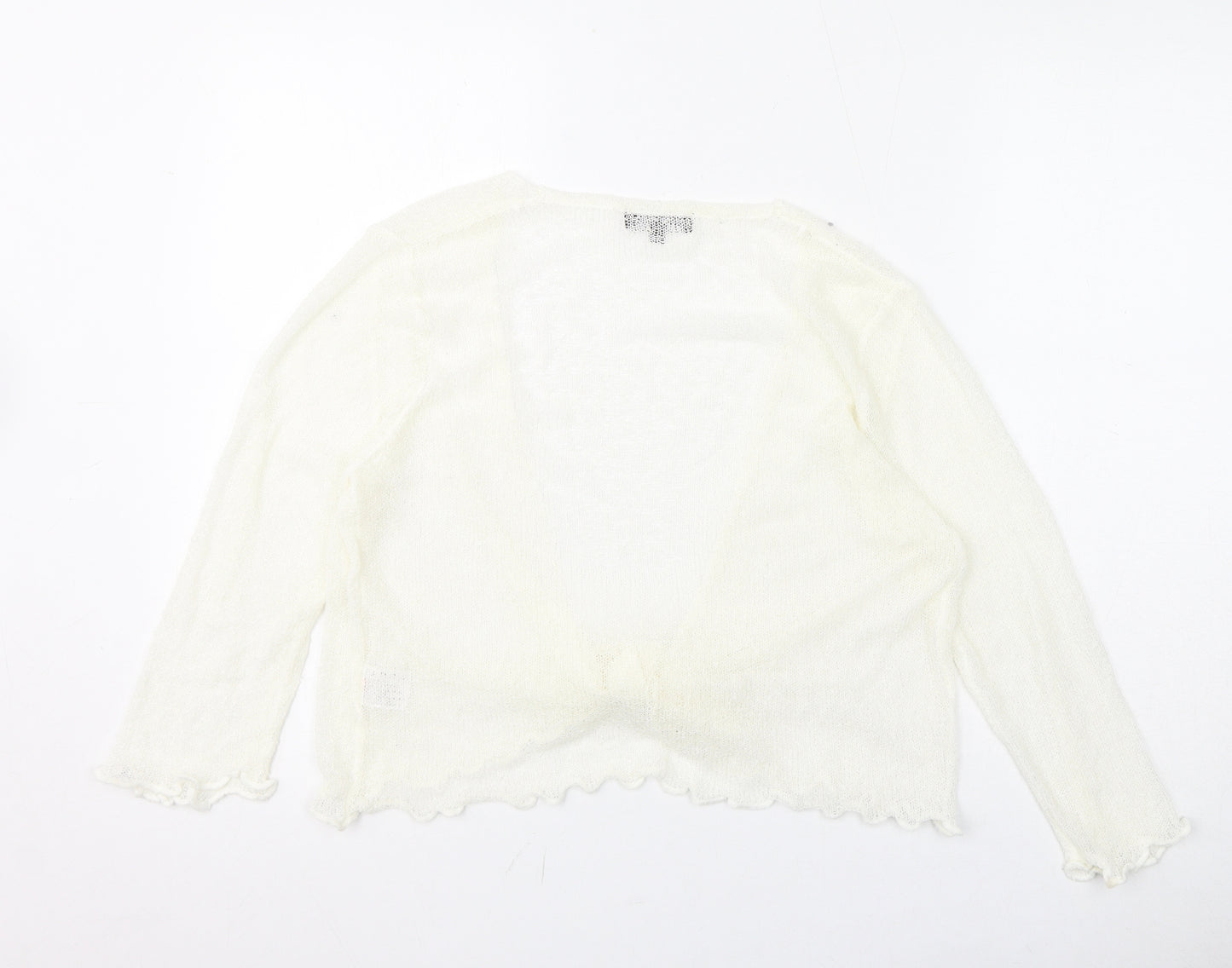 Jenny Loyd Womens Ivory V-Neck Acrylic Shrug Jumper Size M - Tie Front