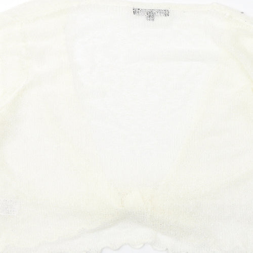 Jenny Loyd Womens Ivory V-Neck Acrylic Shrug Jumper Size M - Tie Front