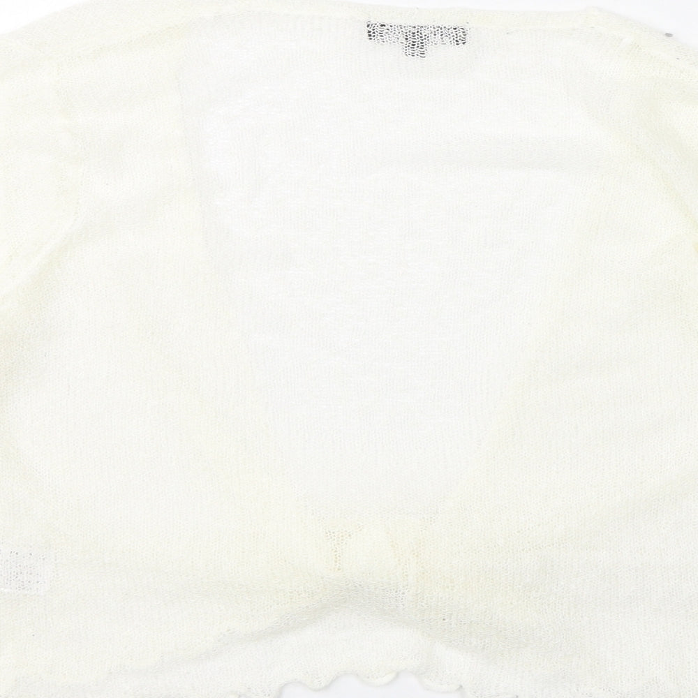 Jenny Loyd Womens Ivory V-Neck Acrylic Shrug Jumper Size M - Tie Front