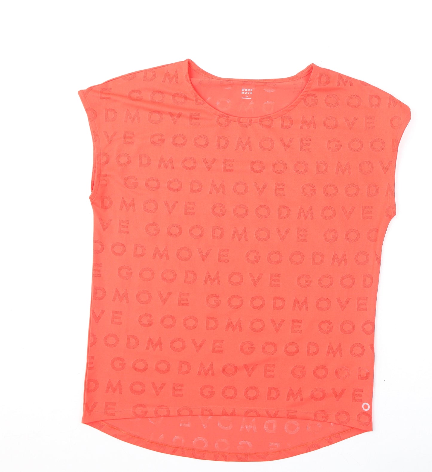 GOODMOVE Womens Red Geometric Polyester Basic T-Shirt Size 10 Round Neck Pullover