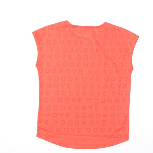 GOODMOVE Womens Red Geometric Polyester Basic T-Shirt Size 10 Round Neck Pullover
