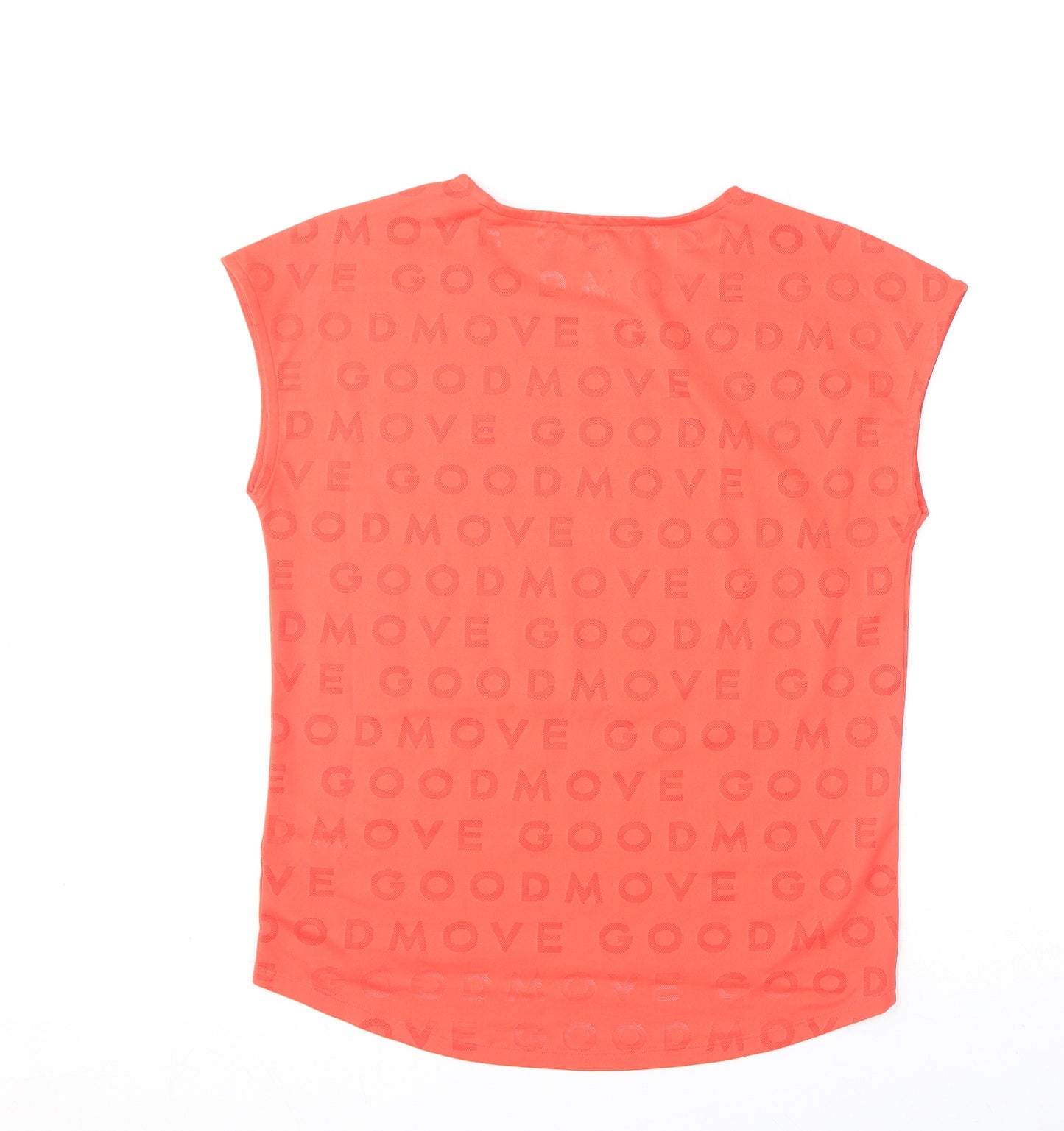 GOODMOVE Womens Red Geometric Polyester Basic T-Shirt Size 10 Round Neck Pullover