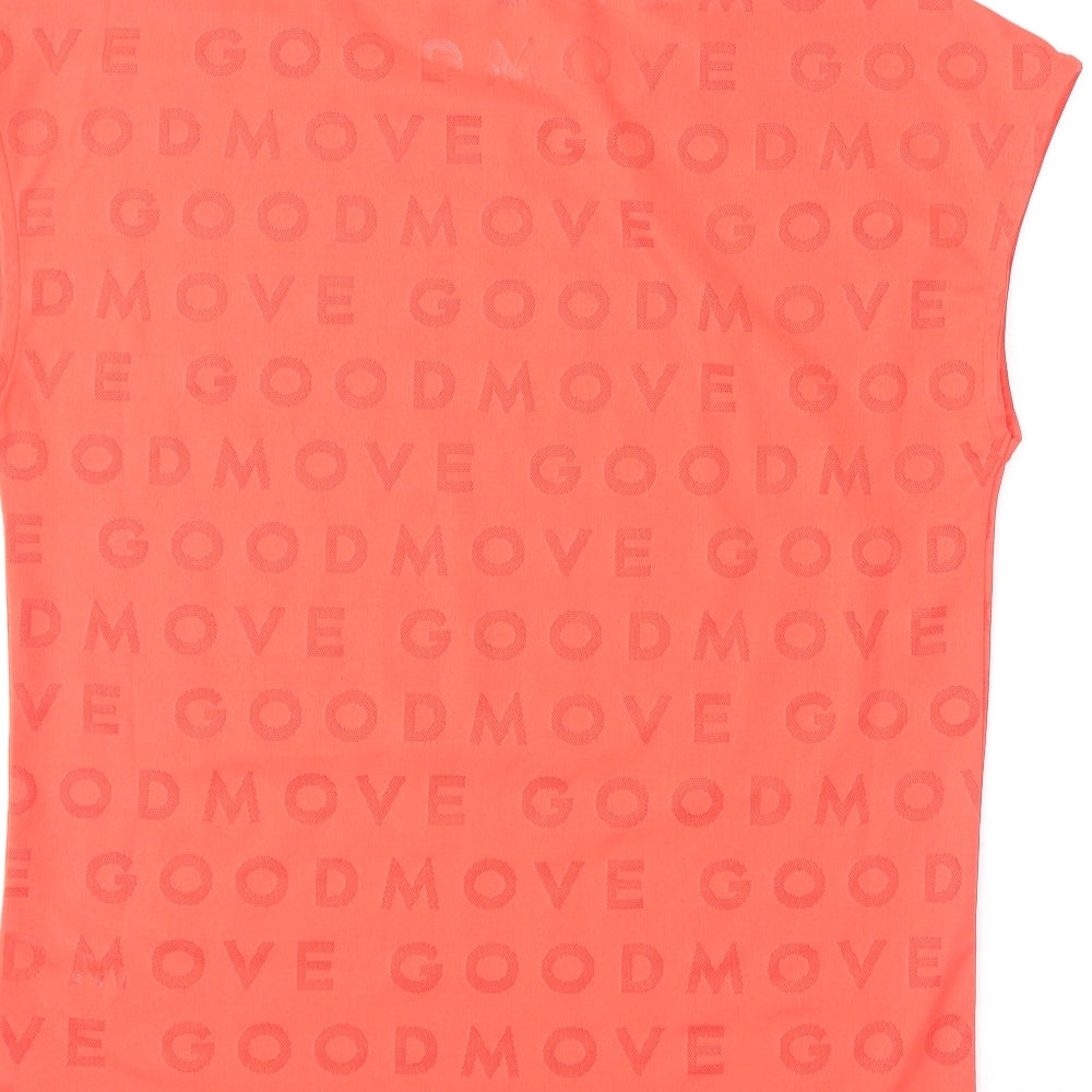 GOODMOVE Womens Red Geometric Polyester Basic T-Shirt Size 10 Round Neck Pullover