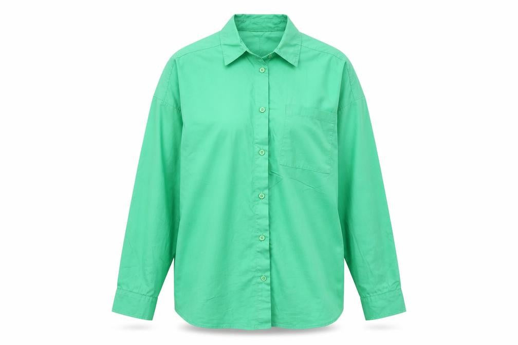 Cotton Traders Womens Green 100% Cotton Basic Button-Up Size 10 Collared