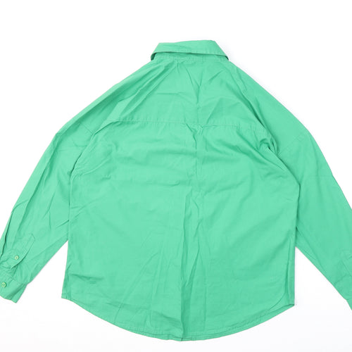 Cotton Traders Womens Green 100% Cotton Basic Button-Up Size 10 Collared