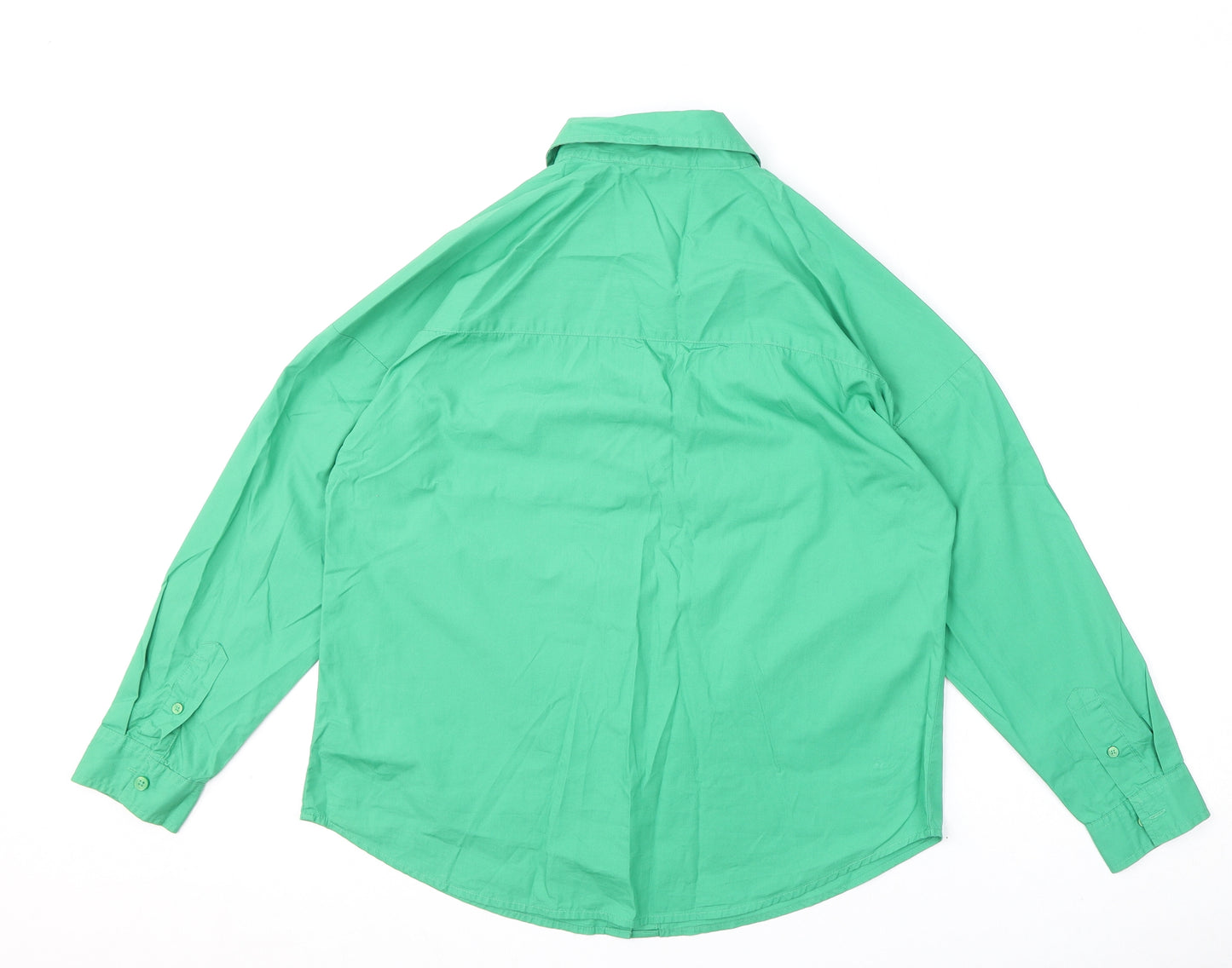 Cotton Traders Womens Green 100% Cotton Basic Button-Up Size 10 Collared