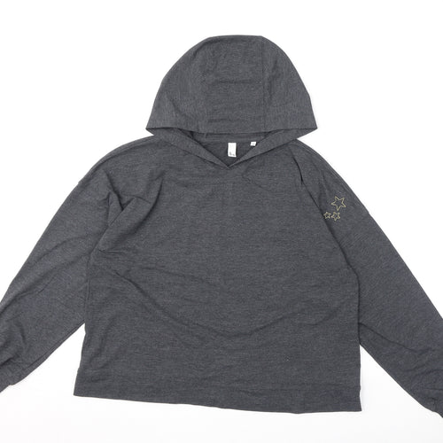 AND/OR Womens Grey Polyester Pullover Hoodie Size 12 Pullover - Embroidery, Stars