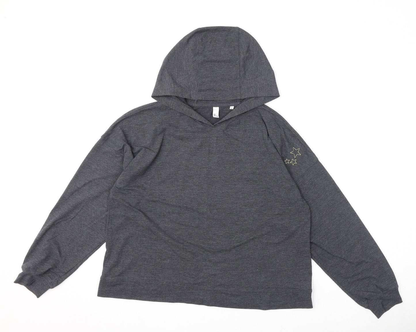 AND/OR Womens Grey Polyester Pullover Hoodie Size 12 Pullover - Embroidery, Stars