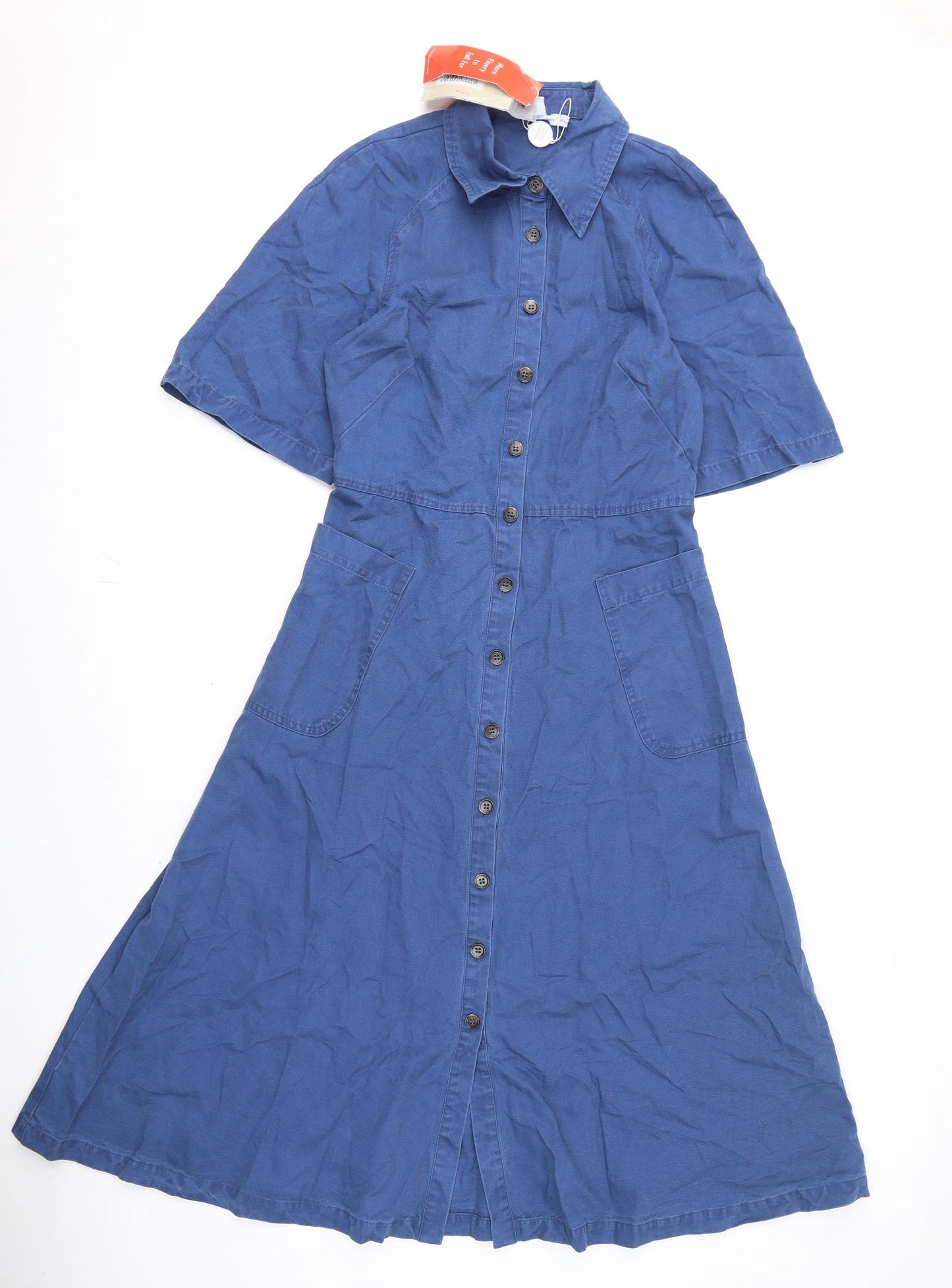 Finery Womens Blue Cotton A-Line Size 8 Collared Button