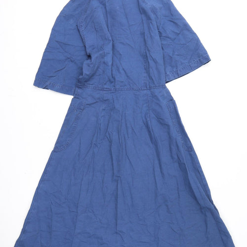 Finery Womens Blue Cotton A-Line Size 8 Collared Button