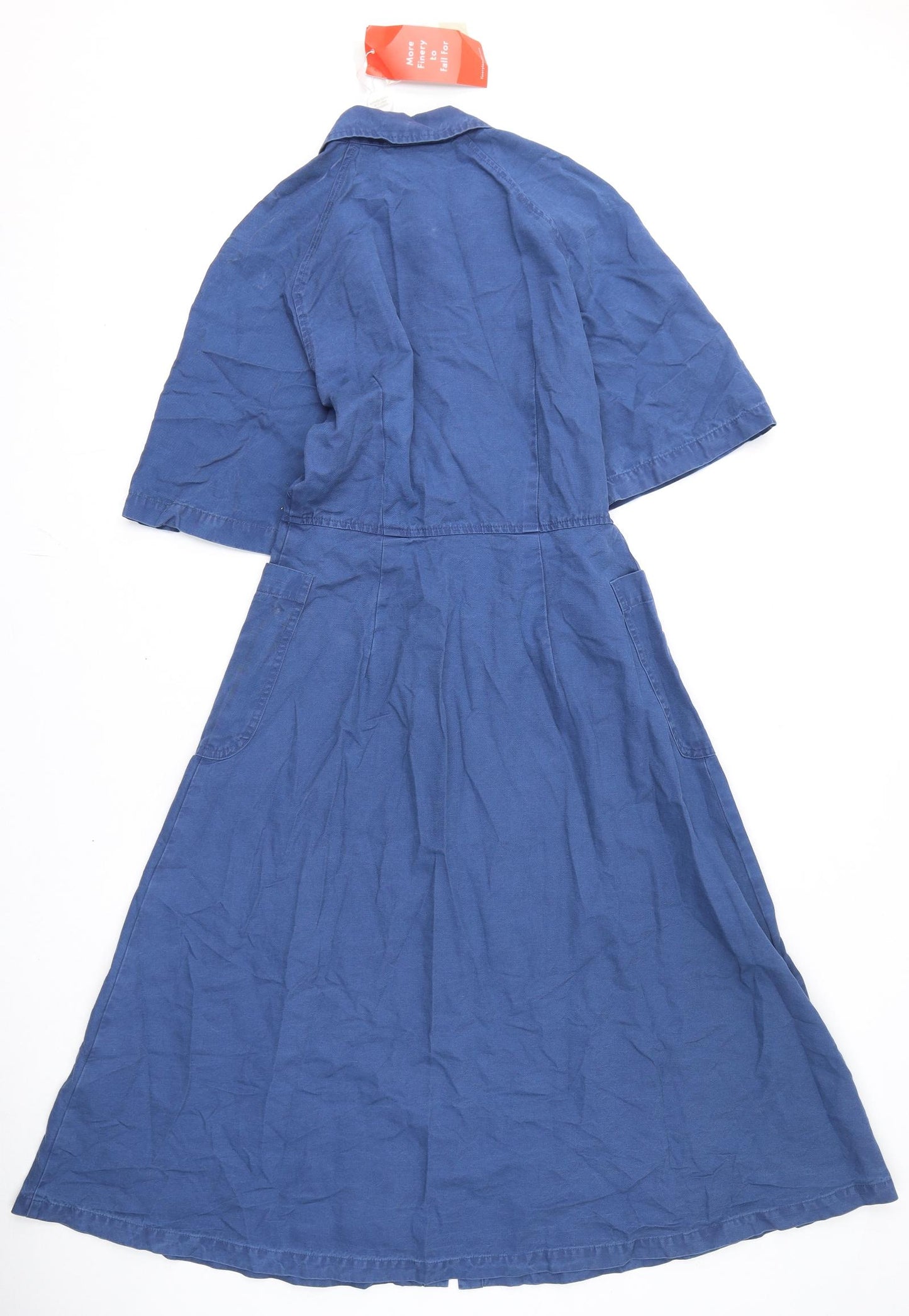 Finery Womens Blue Cotton A-Line Size 8 Collared Button