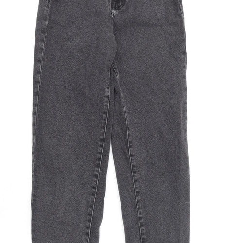 Stradivarius Womens Grey Cotton Straight Jeans Size 8 L25 in Regular Zip