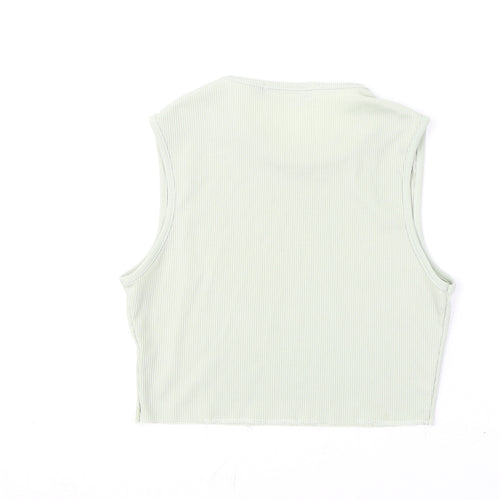 In the Style Womens Green Polyester Cropped Tank Size 10 Round Neck - Ribbed