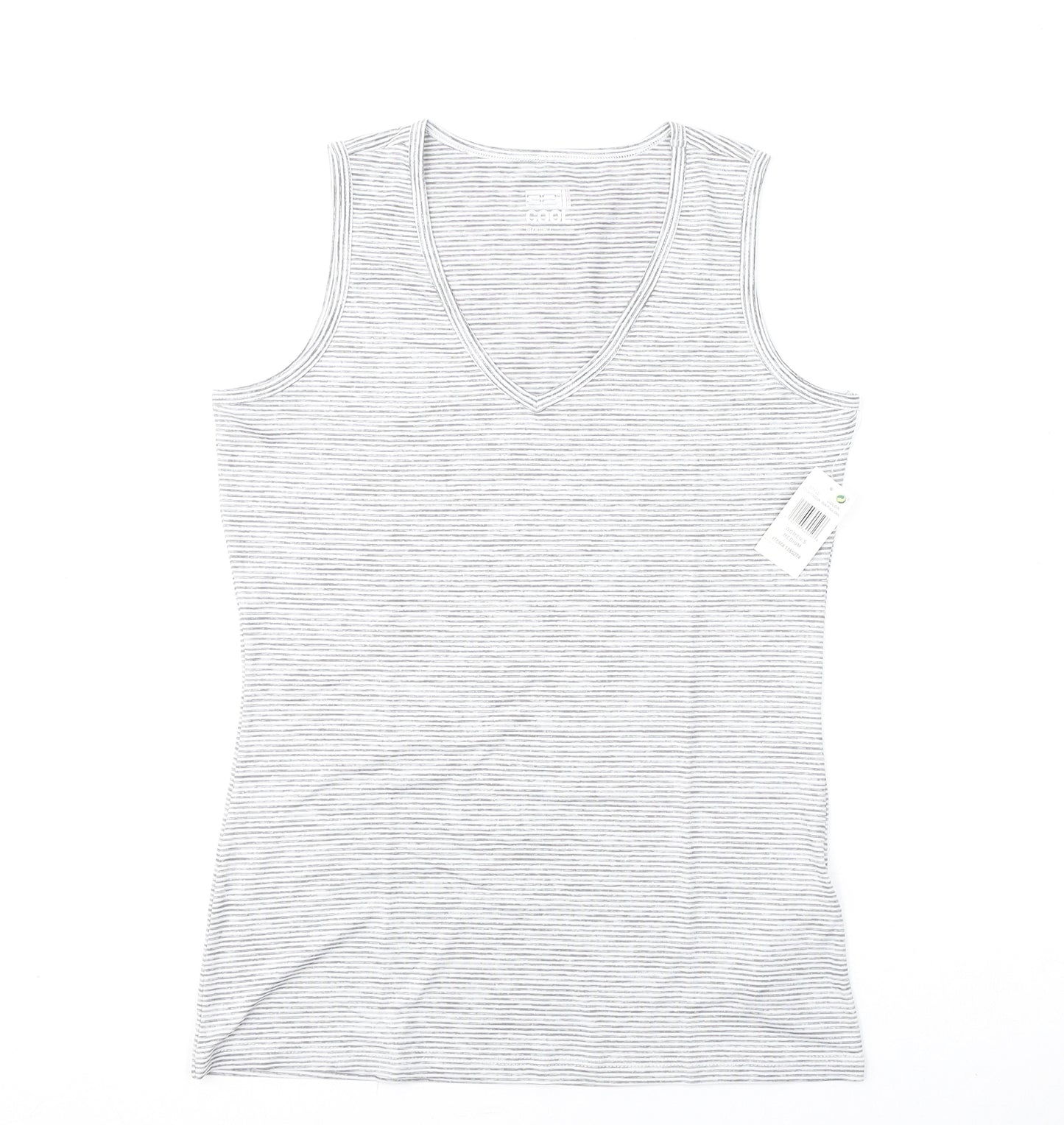 32 Degrees Womens Grey Striped Polyester Basic Tank Size M V-Neck