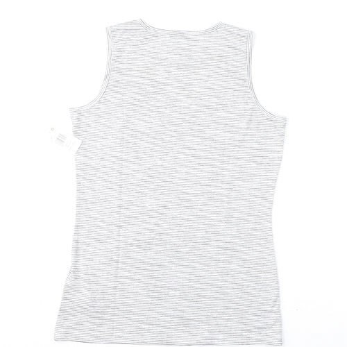 32 Degrees Womens Grey Striped Polyester Basic Tank Size M V-Neck