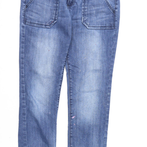 Gap Womens Blue Cotton Straight Jeans Size 10 L26 in Regular Zip - Flecked Paint Look
