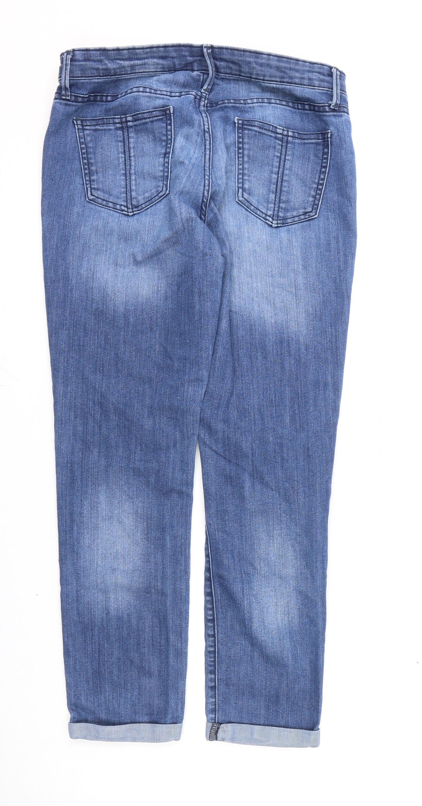 Gap Womens Blue Cotton Straight Jeans Size 10 L26 in Regular Zip - Flecked Paint Look