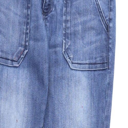 Gap Womens Blue Cotton Straight Jeans Size 10 L26 in Regular Zip - Flecked Paint Look