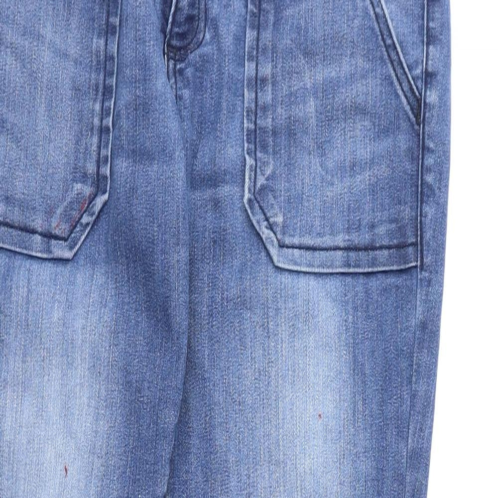 Gap Womens Blue Cotton Straight Jeans Size 10 L26 in Regular Zip - Flecked Paint Look