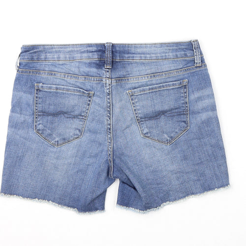 Arizona Jeans Girls Blue Cotton Cut-Off Shorts Size 7 Years L4 in Regular Zip - Distressed