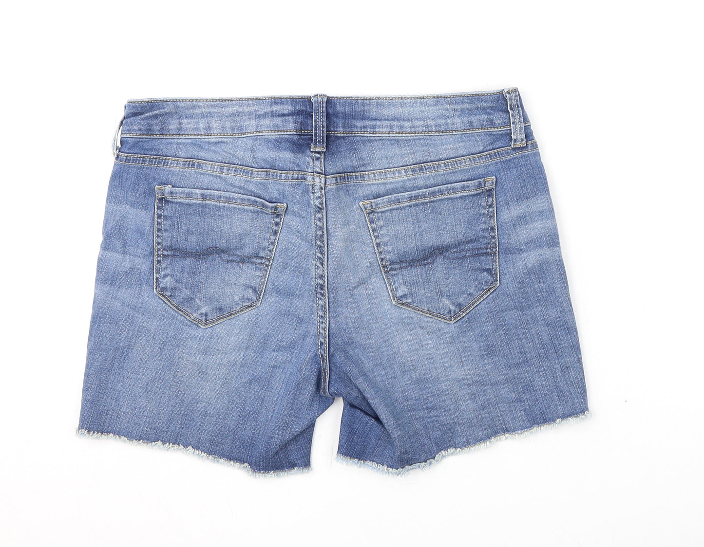 Arizona Jeans Girls Blue Cotton Cut-Off Shorts Size 7 Years L4 in Regular Zip - Distressed