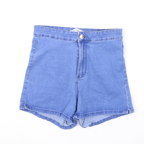 Denim & Co. Womens Blue Cotton Hot Pants Shorts Size 10 Regular Zip