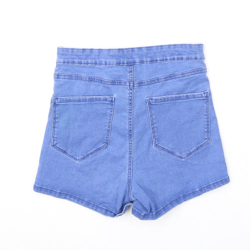 Denim & Co. Womens Blue Cotton Hot Pants Shorts Size 10 Regular Zip