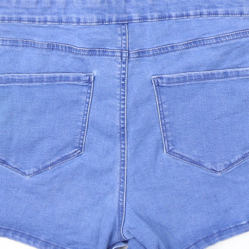 Denim & Co. Womens Blue Cotton Hot Pants Shorts Size 10 Regular Zip