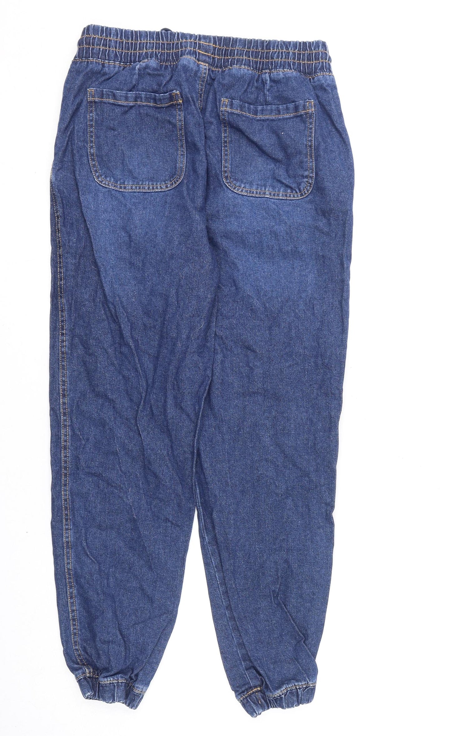 TU Womens Blue Cotton Tapered Jeans Size 10 L26 in Regular Drawstring - Jogger Look