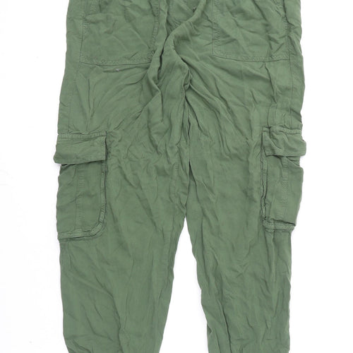 Bonmarché Womens Green Viscose Cargo Trousers Size 12 L25 in Regular