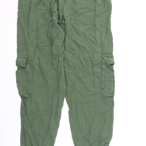 Bonmarché Womens Green Viscose Cargo Trousers Size 12 L25 in Regular