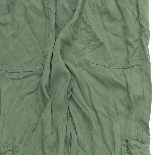 Bonmarché Womens Green Viscose Cargo Trousers Size 12 L25 in Regular