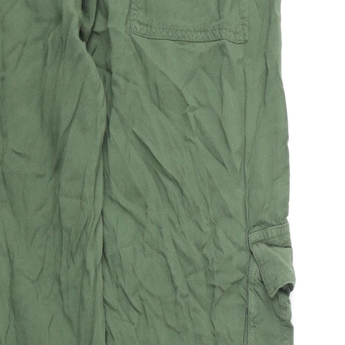 Bonmarché Womens Green Viscose Cargo Trousers Size 12 L25 in Regular