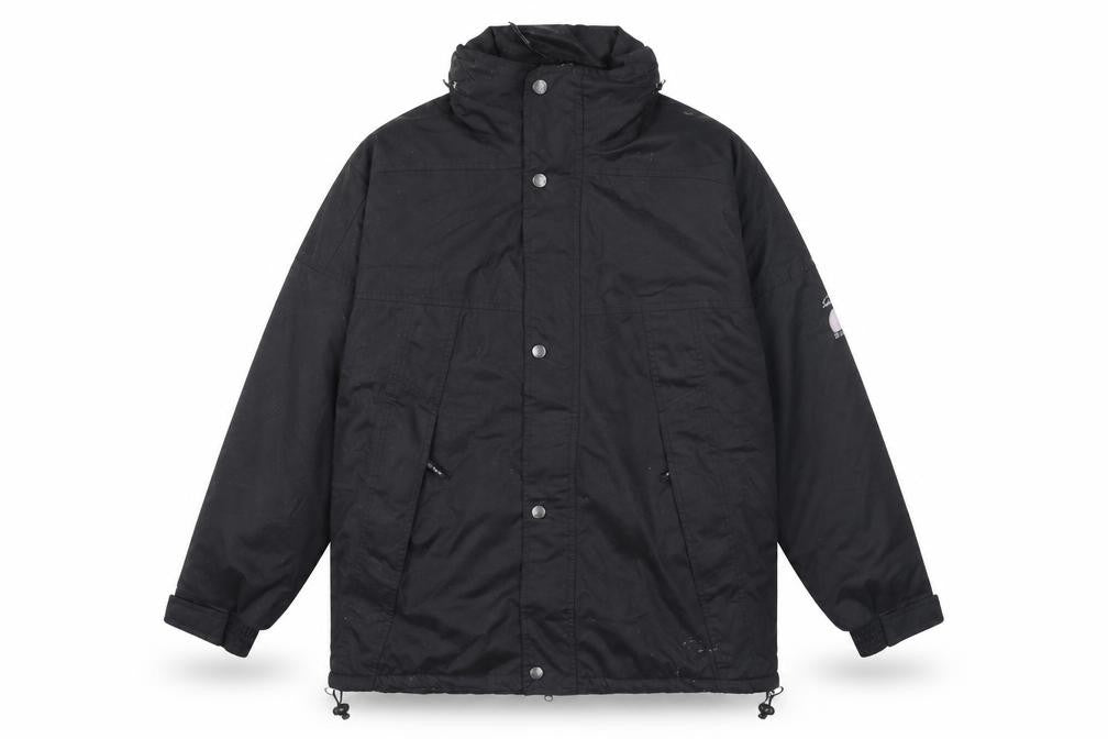Front view of Jack Murphy men’s black rain coat coat, size XL, zip