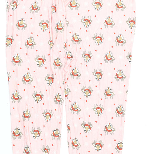 Lipsy Womens Pink Geometric Viscose Capri Pyjama Pants Size 12 - Christmas, Reindeers