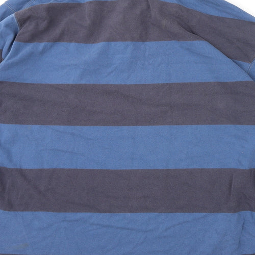 Gap Mens Blue Striped 100% Cotton Polo Size XL Collared Button