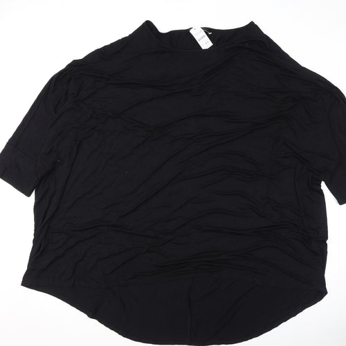 Yours Womens Black Viscose Basic T-Shirt Size 32 Round Neck - Size 34-36