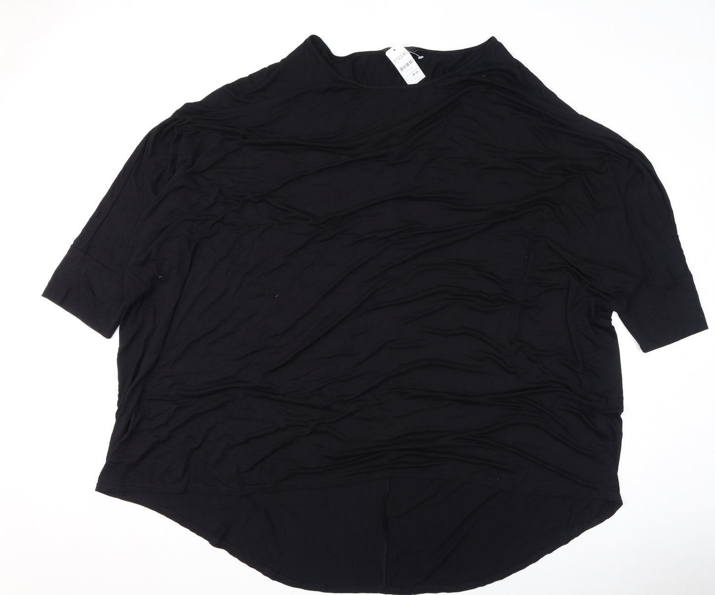 Yours Womens Black Viscose Basic T-Shirt Size 32 Round Neck - Size 34-36