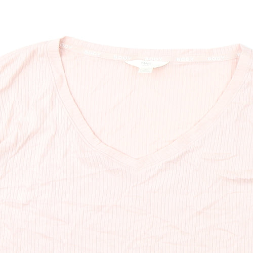Marks and Spencer Womens Pink Solid Cotton Top Pyjama Top Size XL - Ribbed