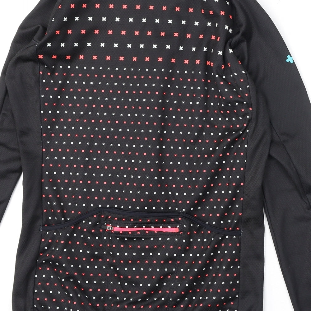 Dhb Womens Blue Geometric Polyester Basic T-Shirt Size 10 Round Neck Zip